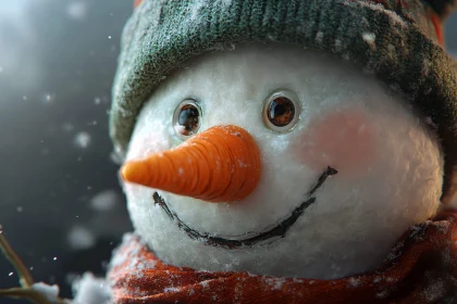 Smiling Snowman with Carrot Nose