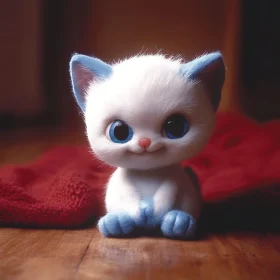 Cute Kitten with Light Blue Details