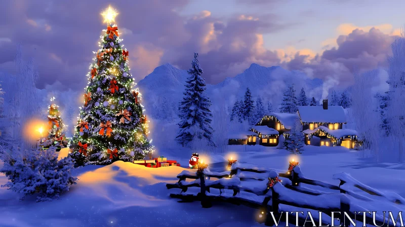 Magical Winter Christmas Scene AI Image