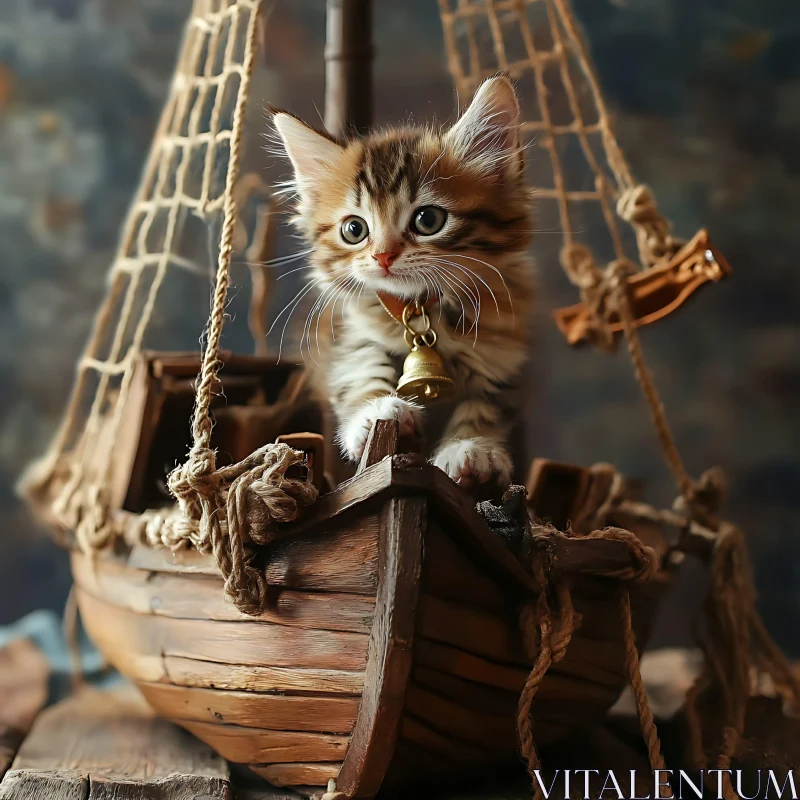 Cute Kitten on Model Ship