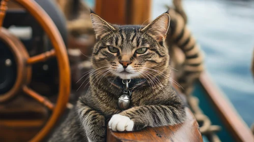 Serene Tabby Cat on Nautical Journey