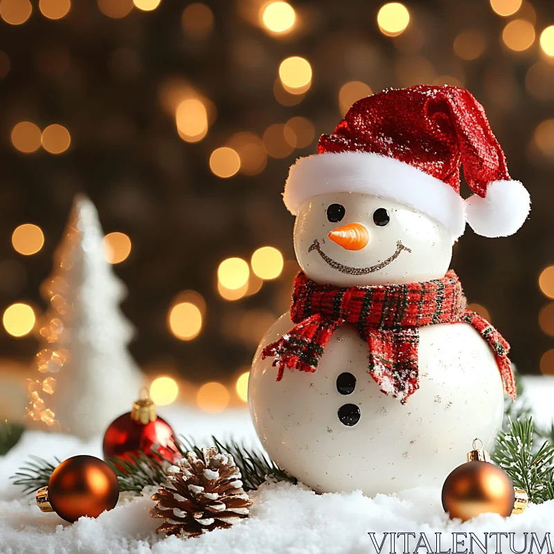 AI ART Festive Snowman with Warm Holiday Lights