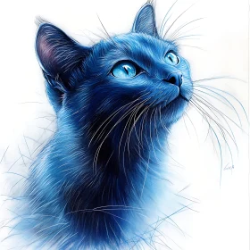 Whiskered Blue Cat Portrait