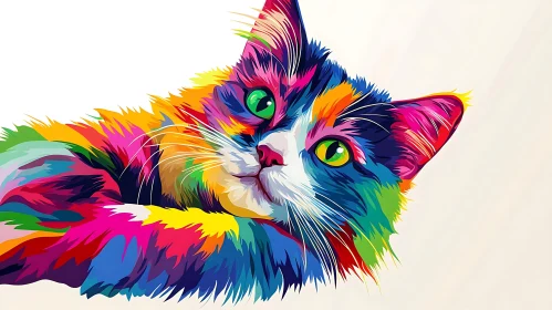 Psychedelic Vivid Cat Portrait