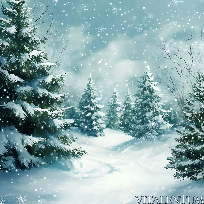 Winter Wonderland with Snowy Trees