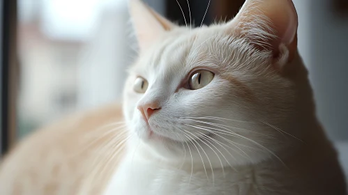 White and Beige Cat Close-up