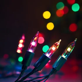 Close-Up of Christmas Lights with Colorful Bokeh