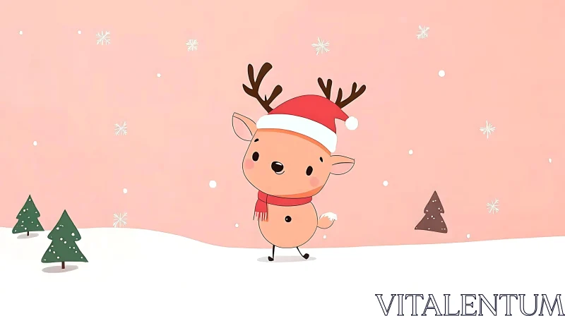 Cute Reindeer in Winter Wonderland