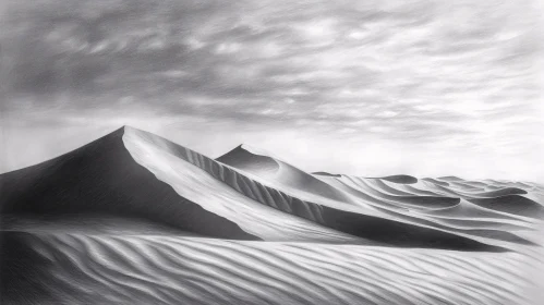 Endless Desert Sand Dunes in Monochrome