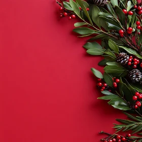 Christmas Decor with Red Berries and Green Leaves