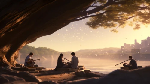Captivating Image of a Serene Couple by the River