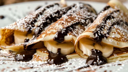 Delicious Crepes with Bananas and Chocolate Sauce