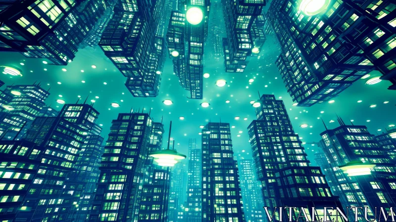 Enchanting Futuristic Cityscape with Lights - Surreal Artwork AI Image