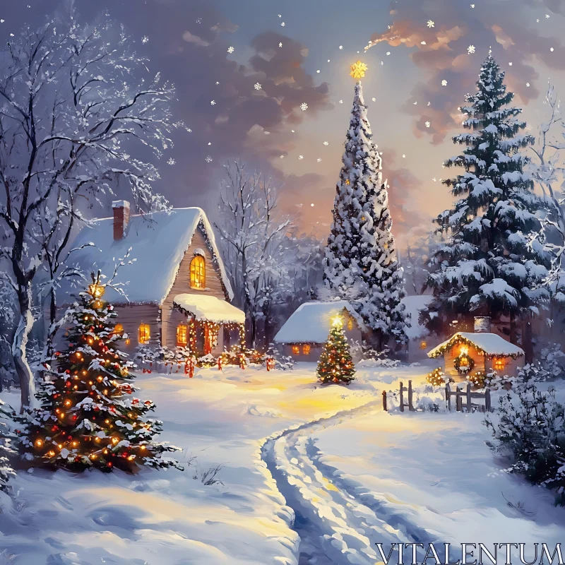 Cozy Christmas Village Scene
