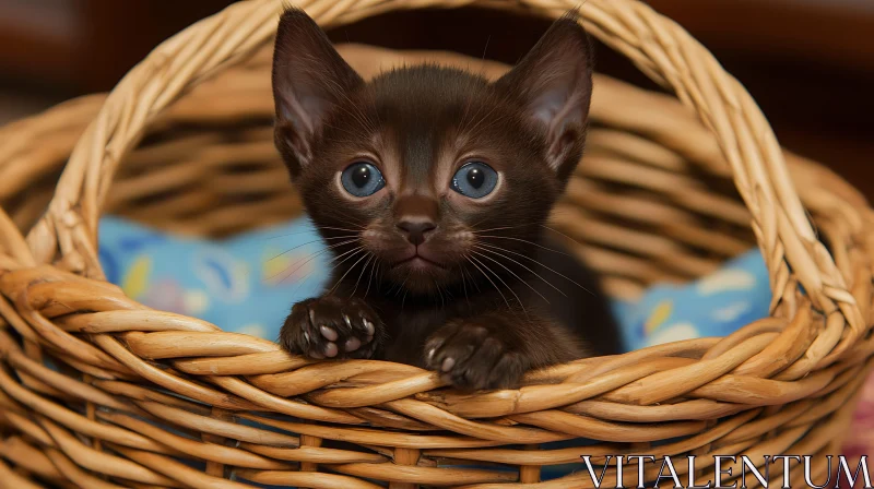 Charming Kitten in a Basket