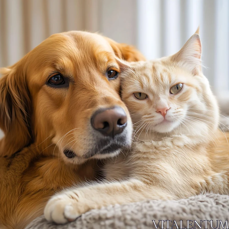 Dog and Cat Cuddling