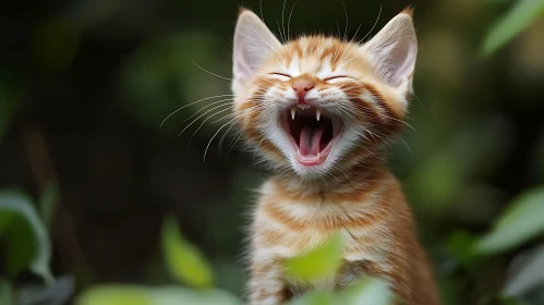 Joyful Orange Tabby Kitten in Nature
