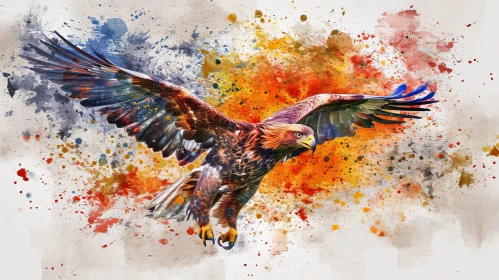 Golden Eagle Watercolor Painting | Abstract Background