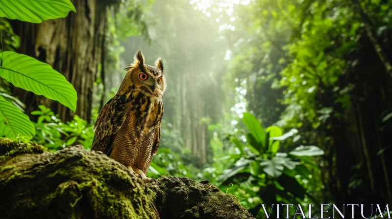 Majestic Owl in Dark Forest - Captivating Wildlife Photography AI Image