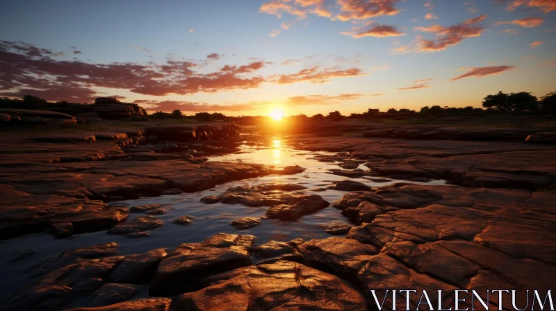 Spectacular Sunset over River: Unreal Engine 5 Render AI Image