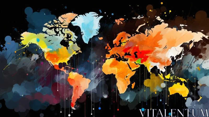 World Map Digital Painting - Abstract Modern Art AI Image