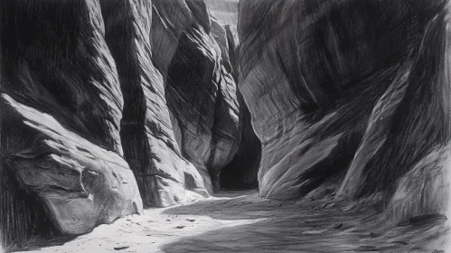 Monochromatic Canyon Drawing