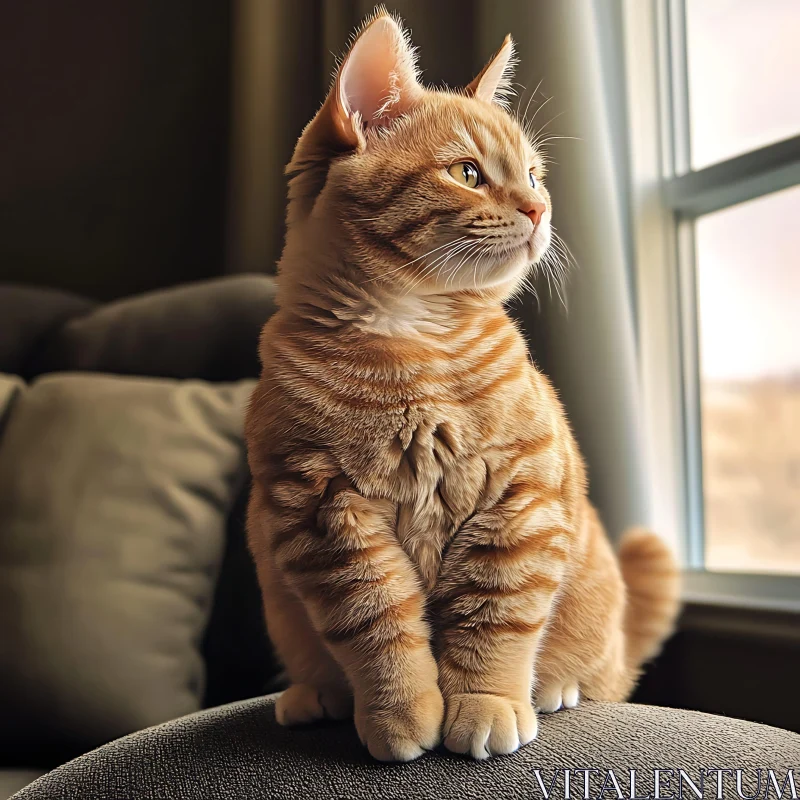 Tranquil Ginger Cat in Sunlight AI Image