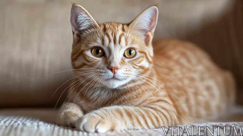 Charming Ginger Cat Relaxing AI Image