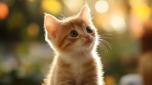 Cute Ginger Kitten in Autumn