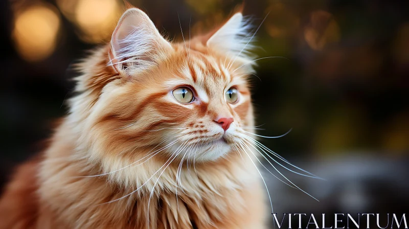 Beautiful Ginger Cat with Long Whiskers AI Image