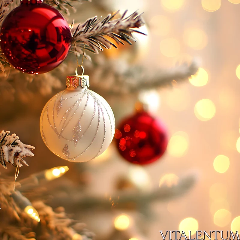 Christmas Decoration on Tree Branch AI Image