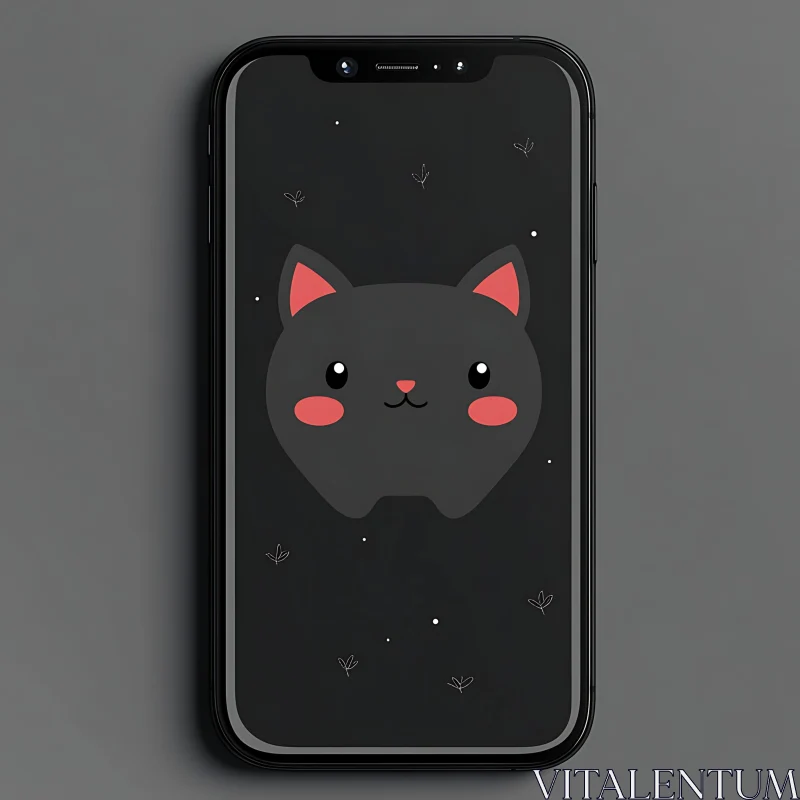 AI ART Minimalist Dark Cat Wallpaper