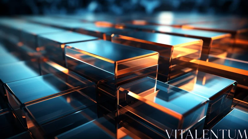 Abstract Glass Cubes - Futuristic 3D Rendering AI Image