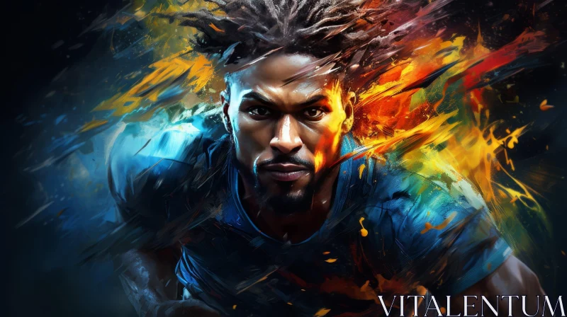 Intense Young Male Football Player Portrait AI Image