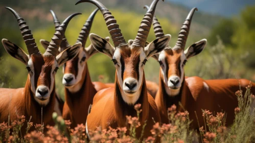 Majestic Antelopes in Flower Field