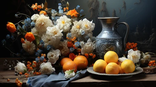 Photorealistic Floral and Fruit Still Life