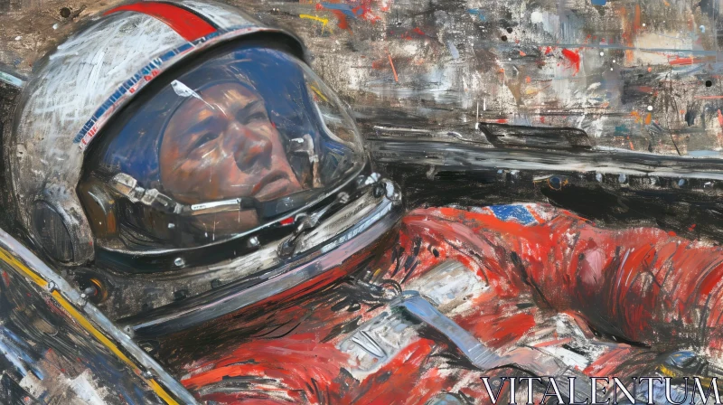 Realistic Astronaut Painting | Determination and Focus AI Image