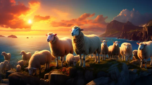 Sheep Overlooking Ocean: A Villagecore Mural