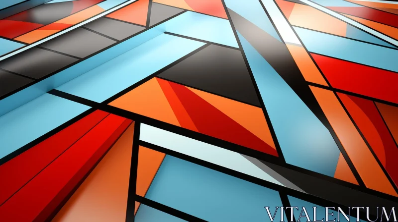 AI ART Stained Glass Window Artwork - Geometric Pattern Design