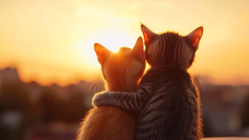 Kittens Embracing in the Golden Hour