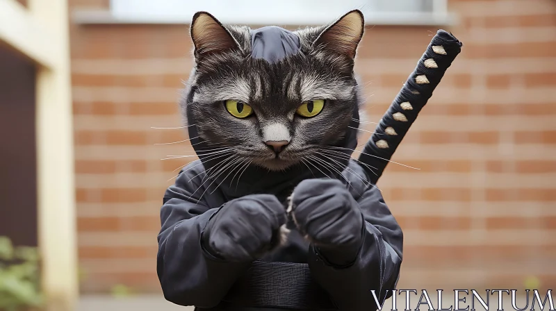 Feline Ninja with Sword AI Image