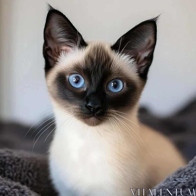 Siamese Kitten with Blue Eyes AI Image