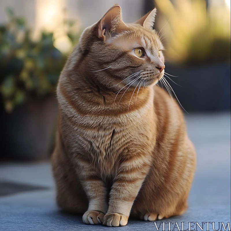 Alert Orange Cat Sitting with Grace AI Image