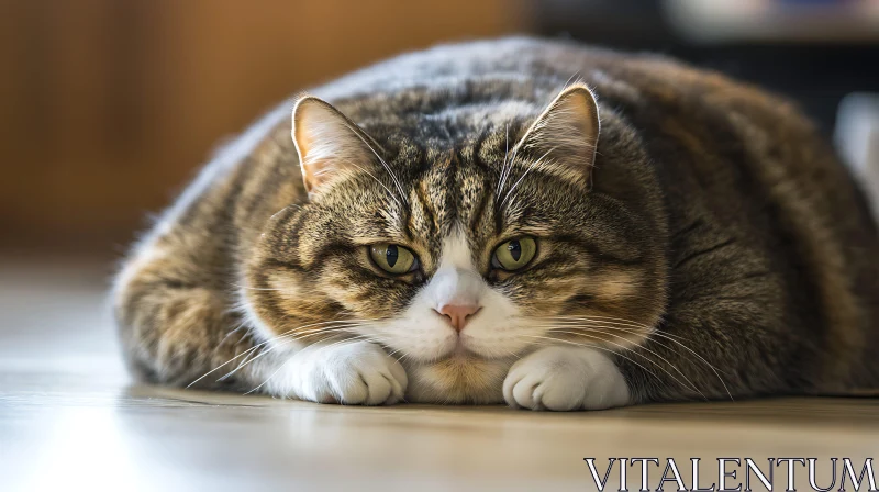 Fluffy Indoor Cat Resting Peacefully AI Image