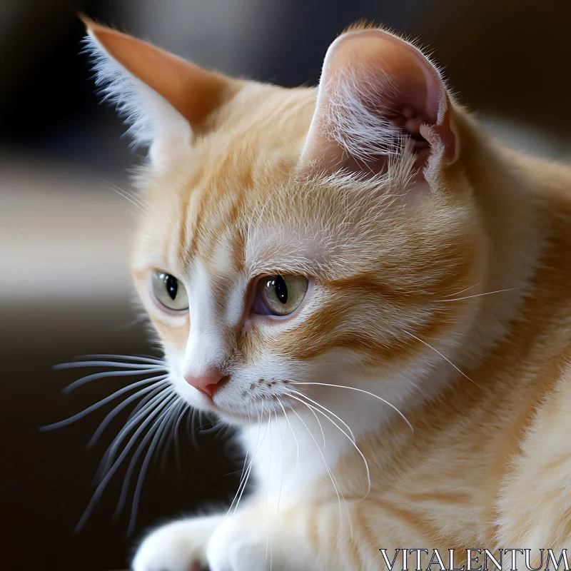 Orange Feline with Green Eyes and Whiskers AI Image