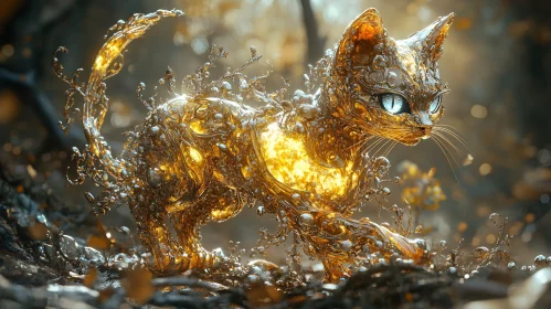 Fantasy Golden Cat Illustration