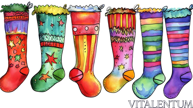 Festive and Colorful Holiday Stocking Designs AI Image