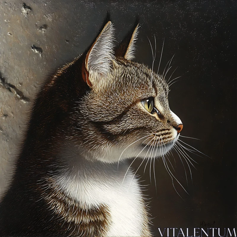 Detailed Cat Profile Painting AI Image