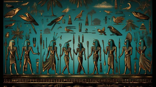 Ancient Egyptian Mural Illustration