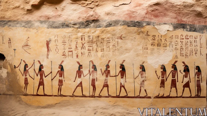 Ancient Egyptian Tomb Painting: Men Walking in Line AI Image